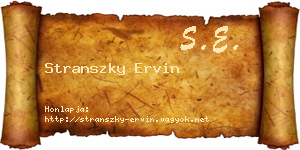 Stranszky Ervin névjegykártya